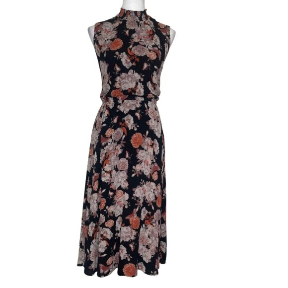 torrid Women's Floral Midi Gauze Mock Neck Pocket Dress Size 4X Fairy Cottage - Picture 2 of 12